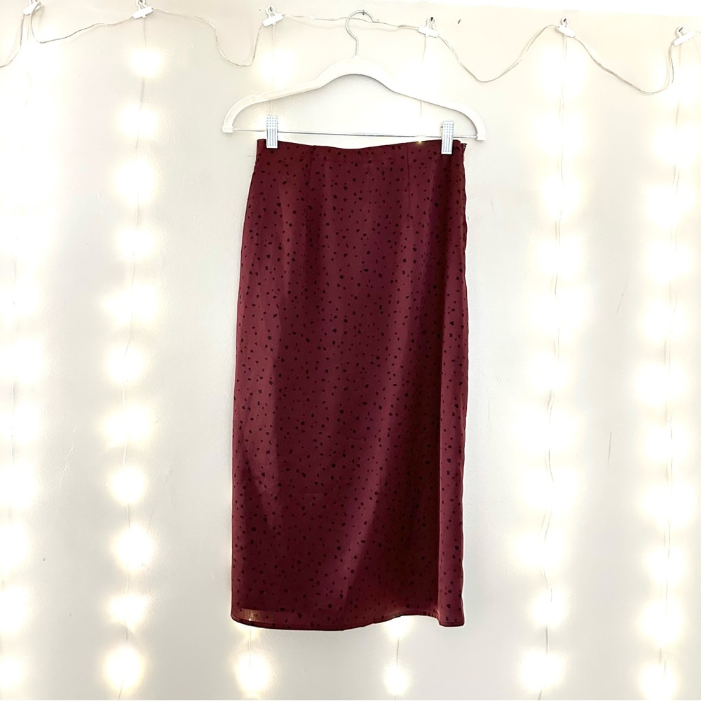 A&F Dark Red Patterned Midi Skirt